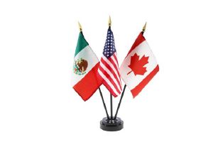 Canadian, American, and Mexican flags.