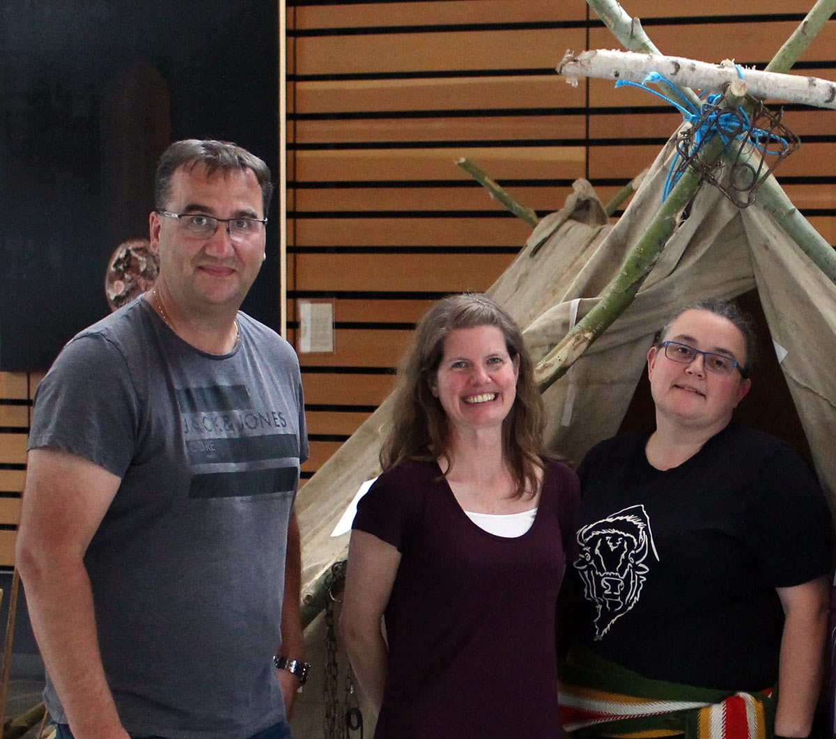 Duane Hatley, Maria M’Lot and Melanie Gamache, three members of the Indigenous Awareness Circle at Manitoba Hydro.