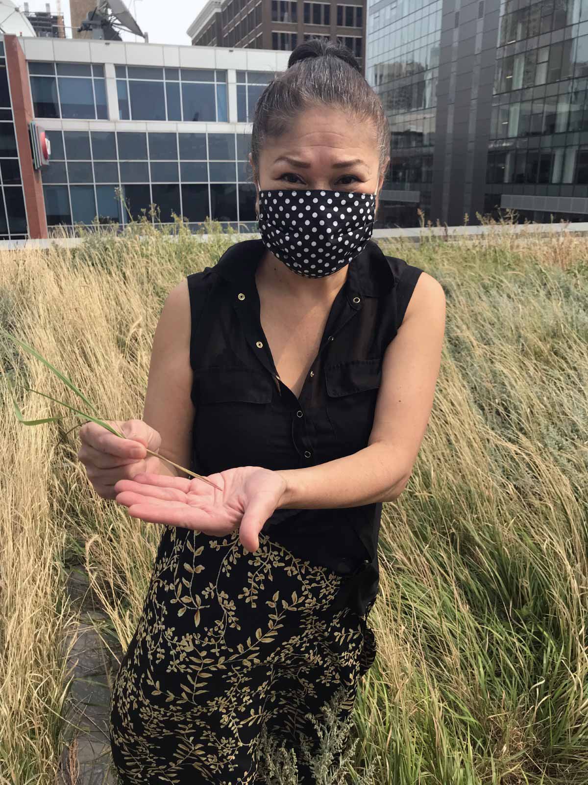 Rose holds a stem of sweetgrass.